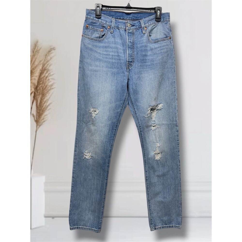 Levi's 501 High Rise Buttonfly Straight Leg Women's Size 29 Distressed Jeans